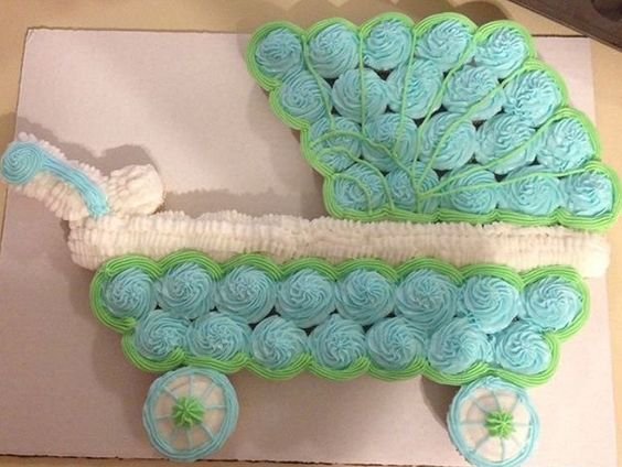 Baby Carriage Cake For A Boy - CakeCentral.com