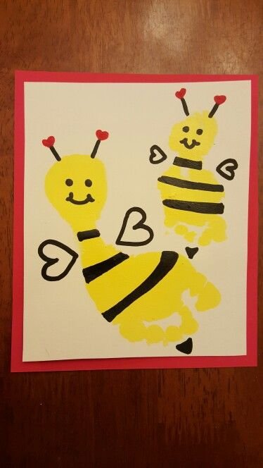 Bee Our Valentine, footprint art